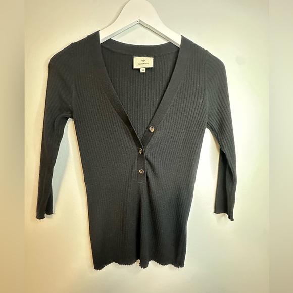Tuckernuck Handrix Hanley Black Ribbed  Sweater Top Size XS - Picture 9 of 17